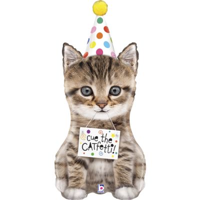 41 Inch Cue The Catfetti Cat Foil Balloon