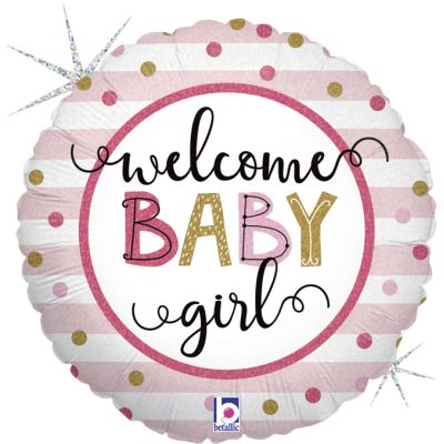 18 Inch Baby Girl Stripes Foil Balloon