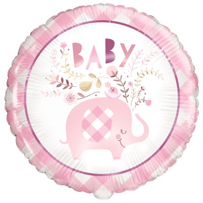 18 Inch Pink Floral Elephant Foil Balloon
