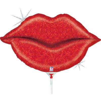 14 Inch Glitter Lips Mini Shape Foil Balloon 10s
