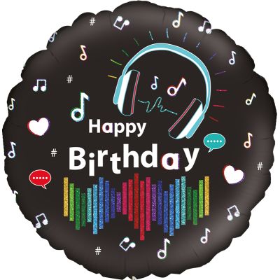18 Inch Media Music Birthday Foil Balloon