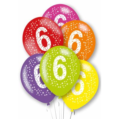 27cm Age 6 Balloons (pack quantity 6)