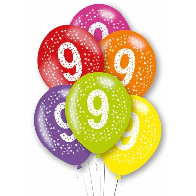 27cm Age 9 Balloons (pack quantity 6)