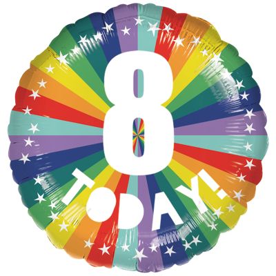 18 Inch 8 Today Birthday Brights Foil Balloon