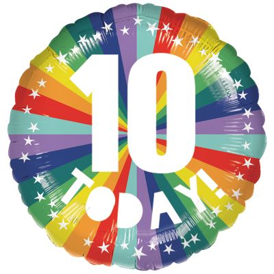 18 Inch 10 Today Birthday Brights Foil Balloon