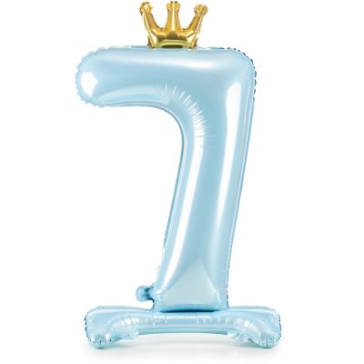 84cm Number 7 Sky-blue Standing Foil Balloon
