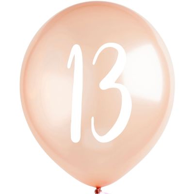 12 Inch Rose Gold '13' Balloons (pack quantity 5)