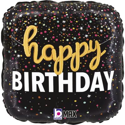 18 Inch Birthday Script Confetti Foil Balloon