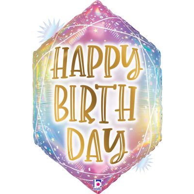 30 Inch Opal Pastel Geo Birthday Foil Balloon