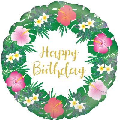18 Inch Hawaiian Happy Birthday Foil Balloon
