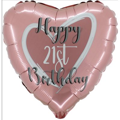 18 Inch Rose Gold 21st Birthday Foil Balloon
