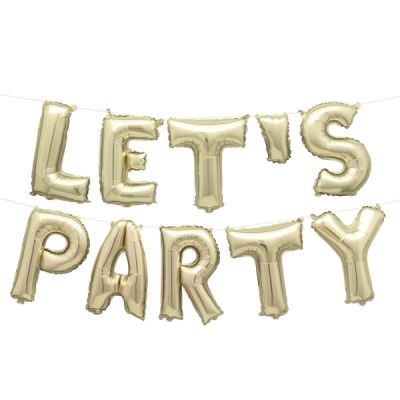 Gold Lets Party Balloon Banner