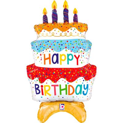 29 Inch Standup Birthday Cake Foil Balloon