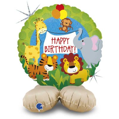 26 Inch Jungle Animals Birthday Standups Air Fill Foil Balloon