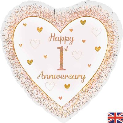 18 Inch Happy 1st Anniversary Heart Foil Balloon