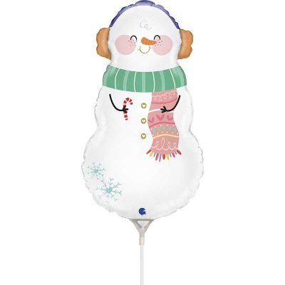 14 Inch Snowman Mini Air Fill Foil Balloon 10s