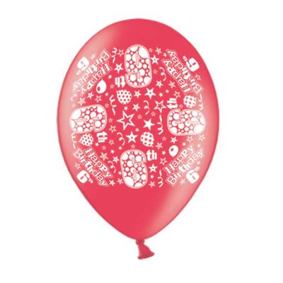 9 Inch Age 6 Printed Balloons (pack quantity 10)