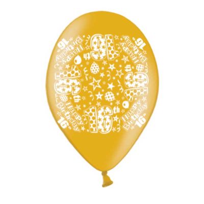 9 Inch Age 16 Printed Balloons (pack quantity 10)