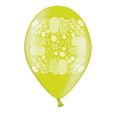 9 Inch Age 40 Printed Balloons (pack quantity 10)