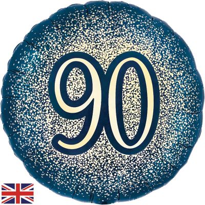 18 Inch 90th Glitter Birthday Navy Gold Foil Balloon