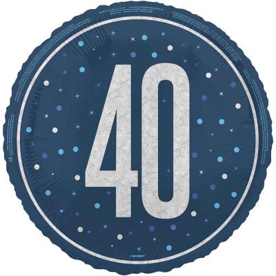 18 Inch Glitz Blue 40th Birthday Foil Balloon
