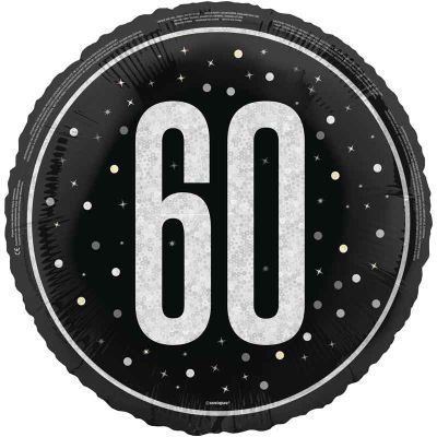 18 Inch Glitz Black 60th Birthday Foil Balloon