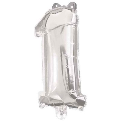 85cm Numeral 1 Silver Foil Balloon
