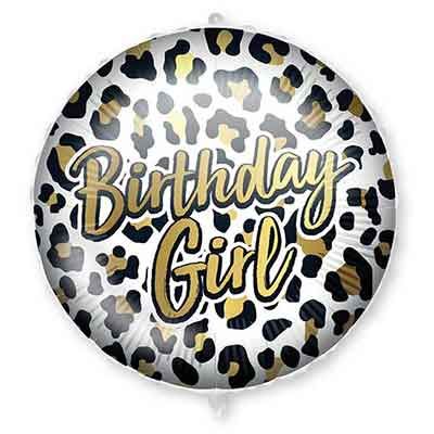 18 Inch Birthday Girl Leopard Foil Balloon