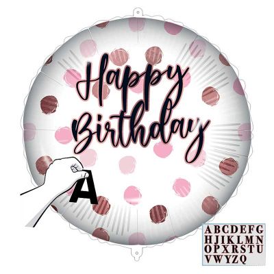 18 Inch Personalised Happy Birthday Piink Foil Balloon