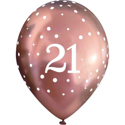11 Inch Sparkling Fizz Rose Gold 21st Balloons (pack quantity 6)