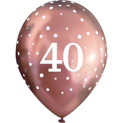 11 Inch Sparkling Fizz Rose Gold 40th Balloons (pack quantity 6)
