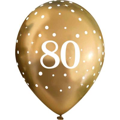 11 Inch Sparkling Fizz Gold 80th Balloons (pack quantity 6)