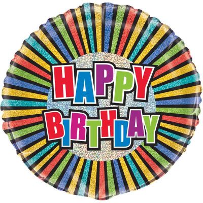 18 Inch Birthday Colors Prism Round Foil Balloon