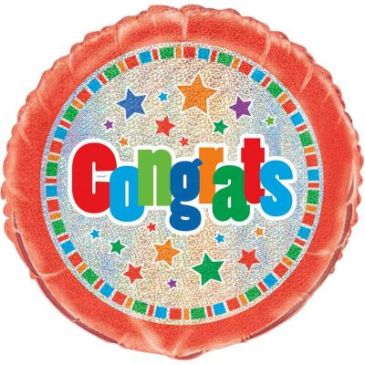 18 Inch Congratulations Prism Round Foil Balloon