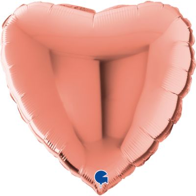 22 Inch Metallic Rose Gold Heart Foil Balloon