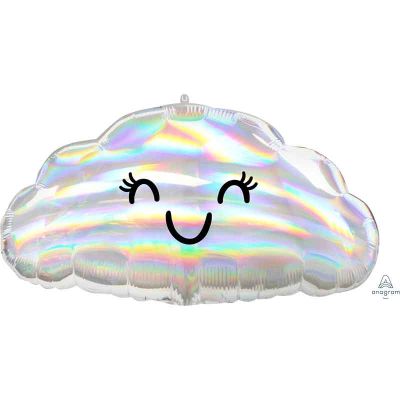 18 Inch Holographic Iridescent Cloud Shaped Foil Balloon