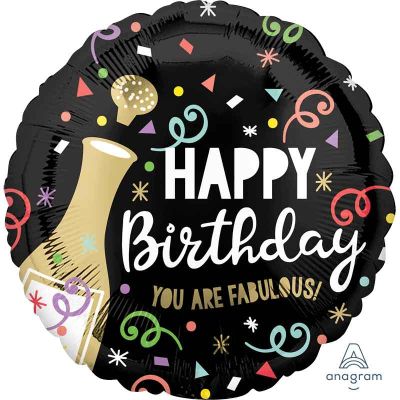 18 Inch Happy Birthday Gold Bubbly Foil Balloon
