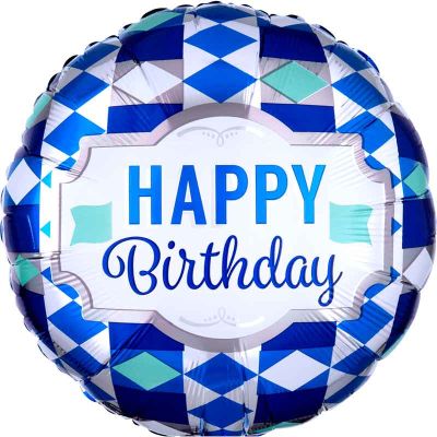 18 Inch Happy Birthday Tie Pattern Foil Balloon