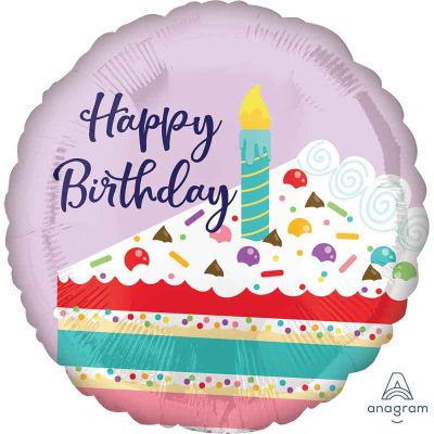 18 Inch Purple Confetti Cake Foil Balloon