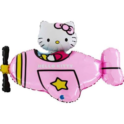 37 Inch Hello Kitty Pink Airplane Shaped Foil Balloon