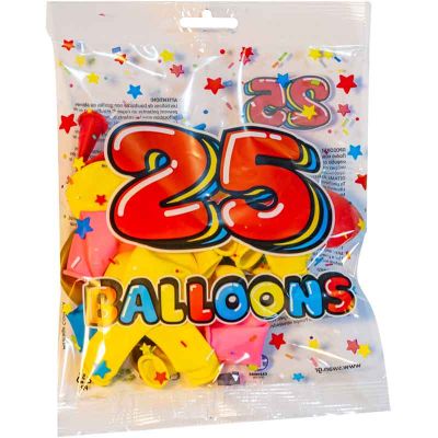 8 Inch Assorted Classic Party Balloons 25s (pack quantity 25)