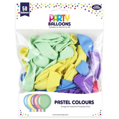 Pastel Colour Balloons 6s (pack quantity 50)