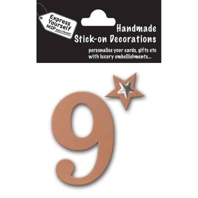 82x90mm No 9 Rose Gold Mini Number Sticker