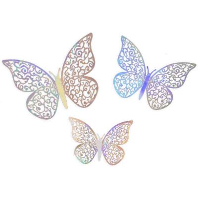 12pc 3d Adhesive Silver Iridescent Butterflies