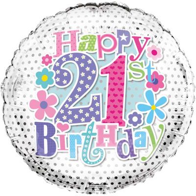 18 Inch 21st Birthday Foil Balloon