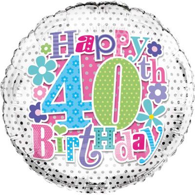 18 Inch 40th Birthday Foil Balloon