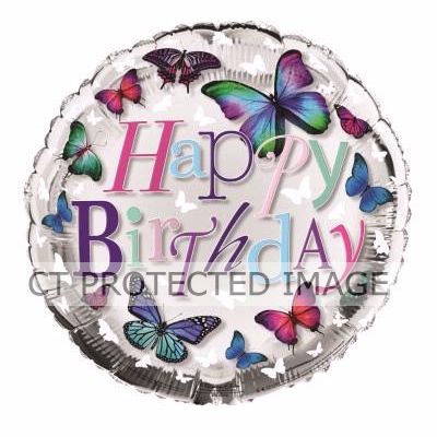 18 Inch Happy Birthday Butterfly Foil