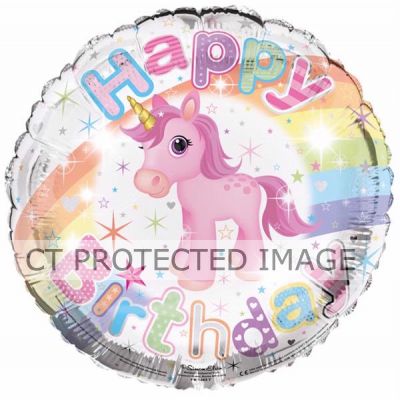 18 Inch Happy Birthday Unicorn Foil Balloon