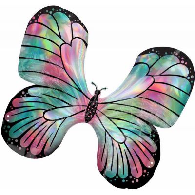 Iridescent Pink Butterfly Super Shaped Foil Balloon