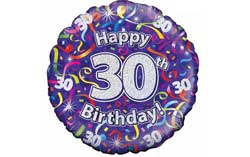 30th Birthday Standard Foil Balloons